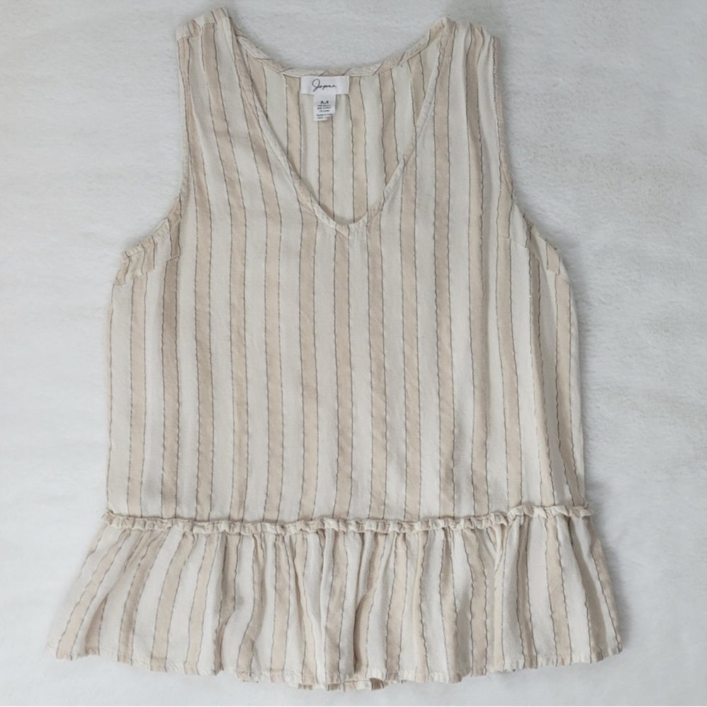 Japna • Beige & Cream Peplum Tank
